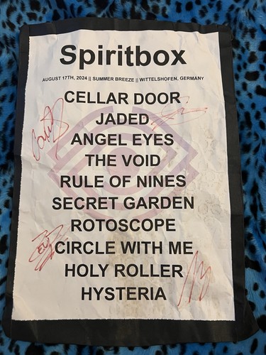 Spiritbox signed setlist - signed, tour